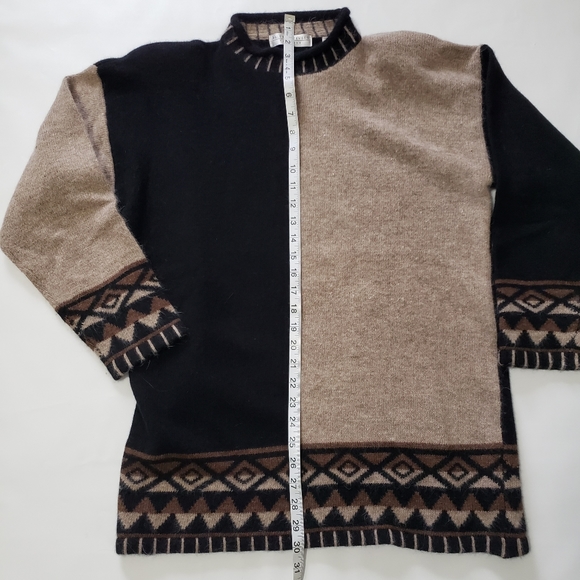 Size Small Wool/Fur Mockneck Sweater Black/Brown Valerie Stevens Furblend - Picture 8 of 8
